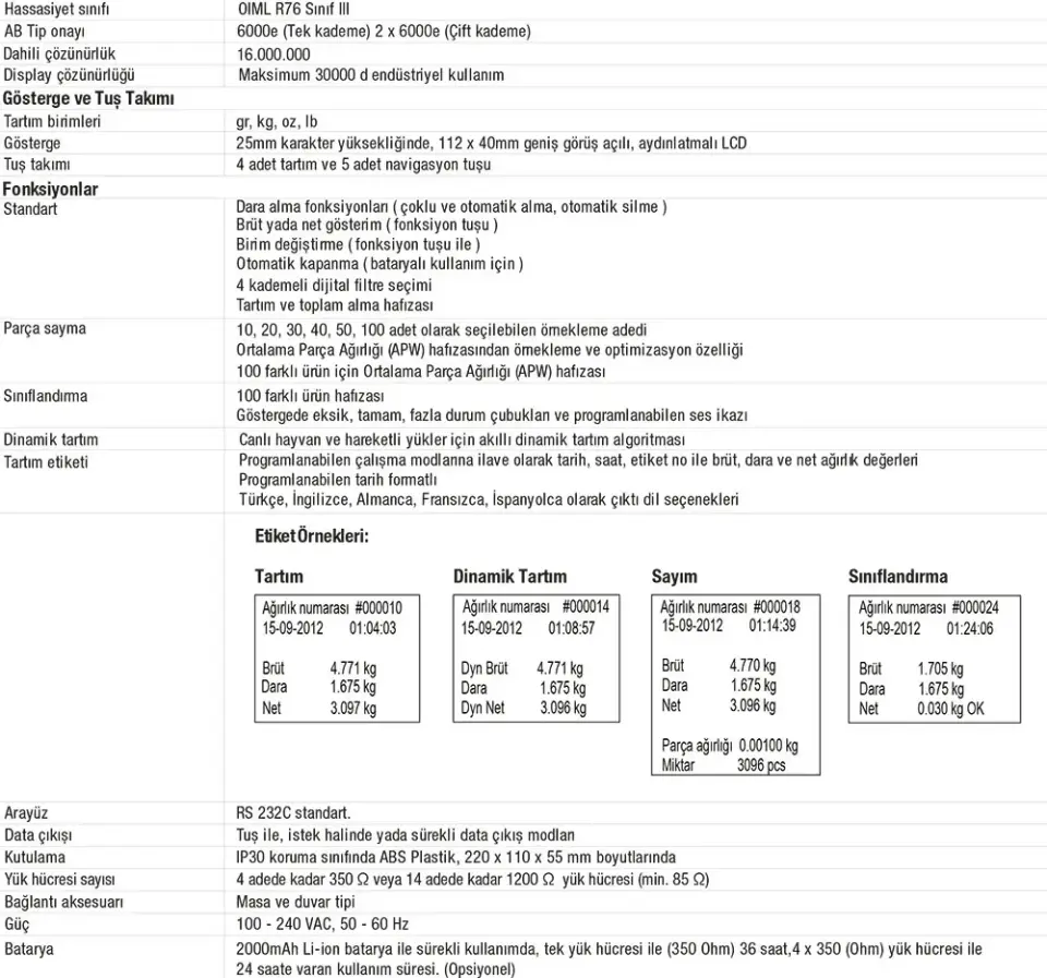 BX21 Tartım Göstergesi